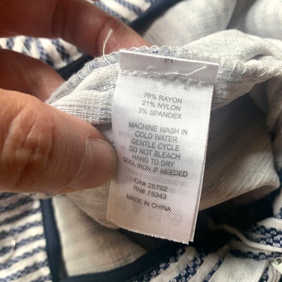 RACHEL ZOE Blue White Pinstripe Nautical Stretch Cropped Ankle Pant Sz 6 - Picture 7 of 11